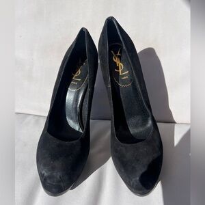 Yves Saint Laurent Black Suede Classic Pointed Pumps